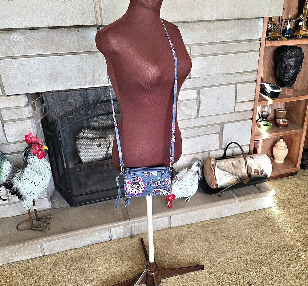 Vera Bradley All in One Crossbody Wallet Gray Floral Bag